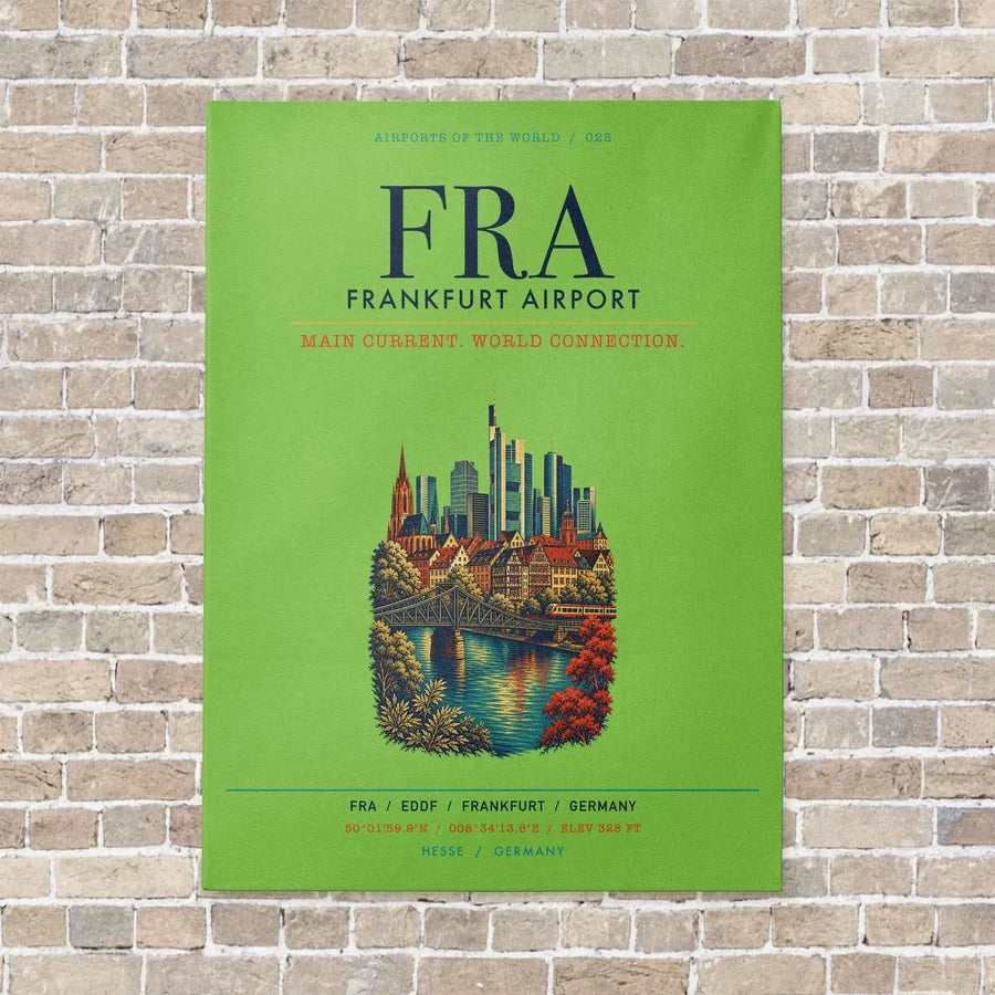 Frankfurt Airport FRA vertical canvas print - no frame - light green background