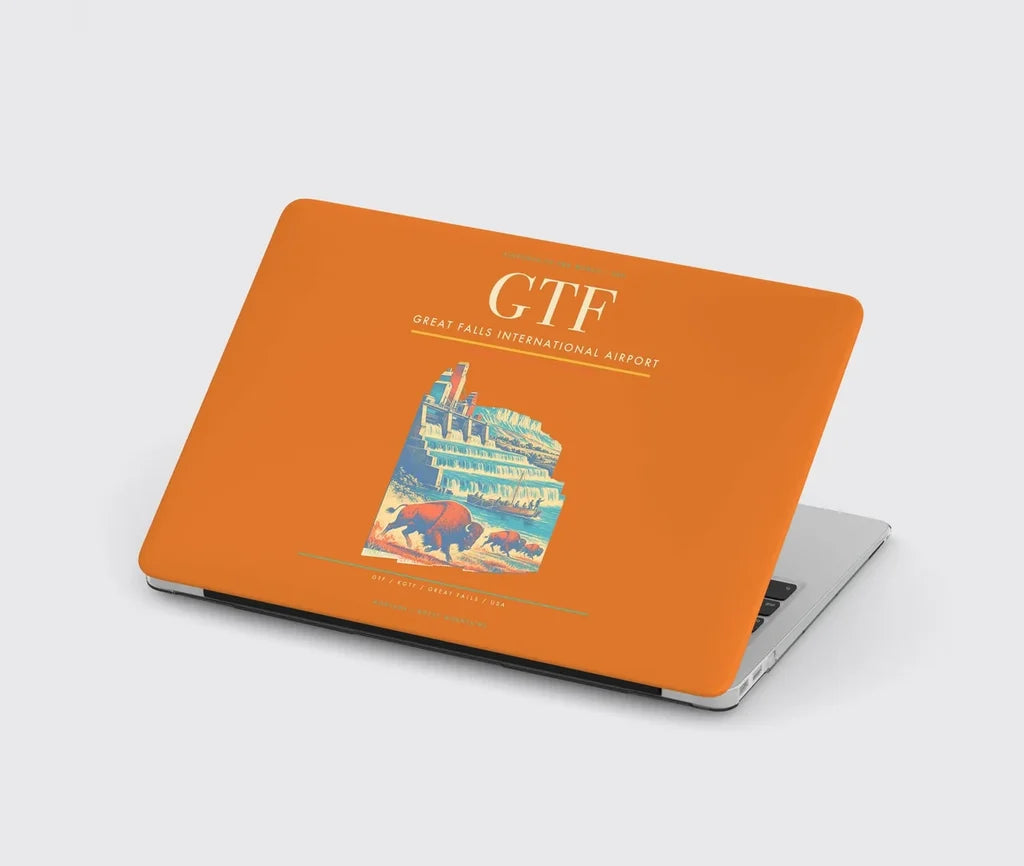 Great Falls International Airport (GTF) design on orange MacBook case