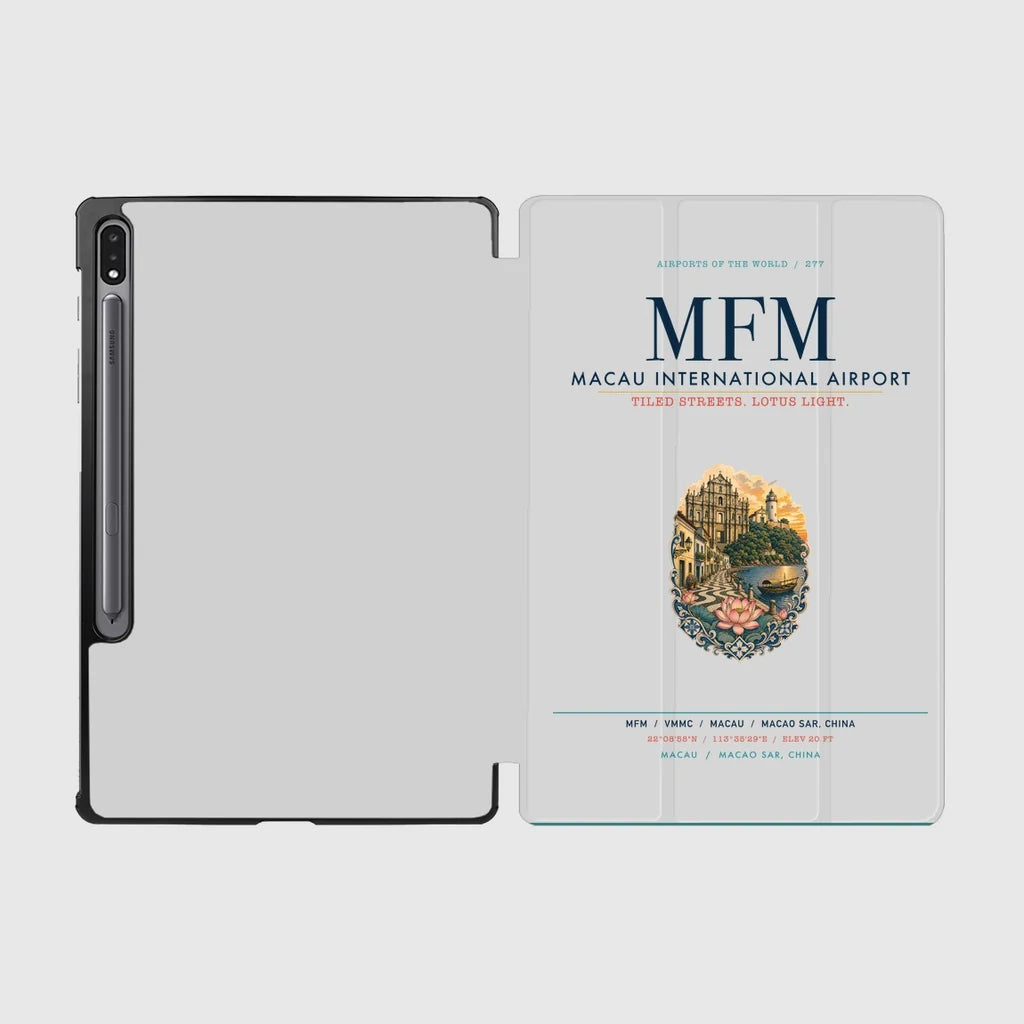 Macau International Airport (MFM) design on light gray samsung tablet tablet case
