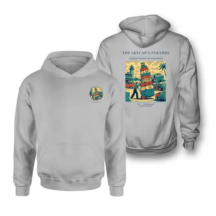 VINTAGE G4379 - The Skycap's Pyramid - Double-Side Hoodie design on lightgray double side