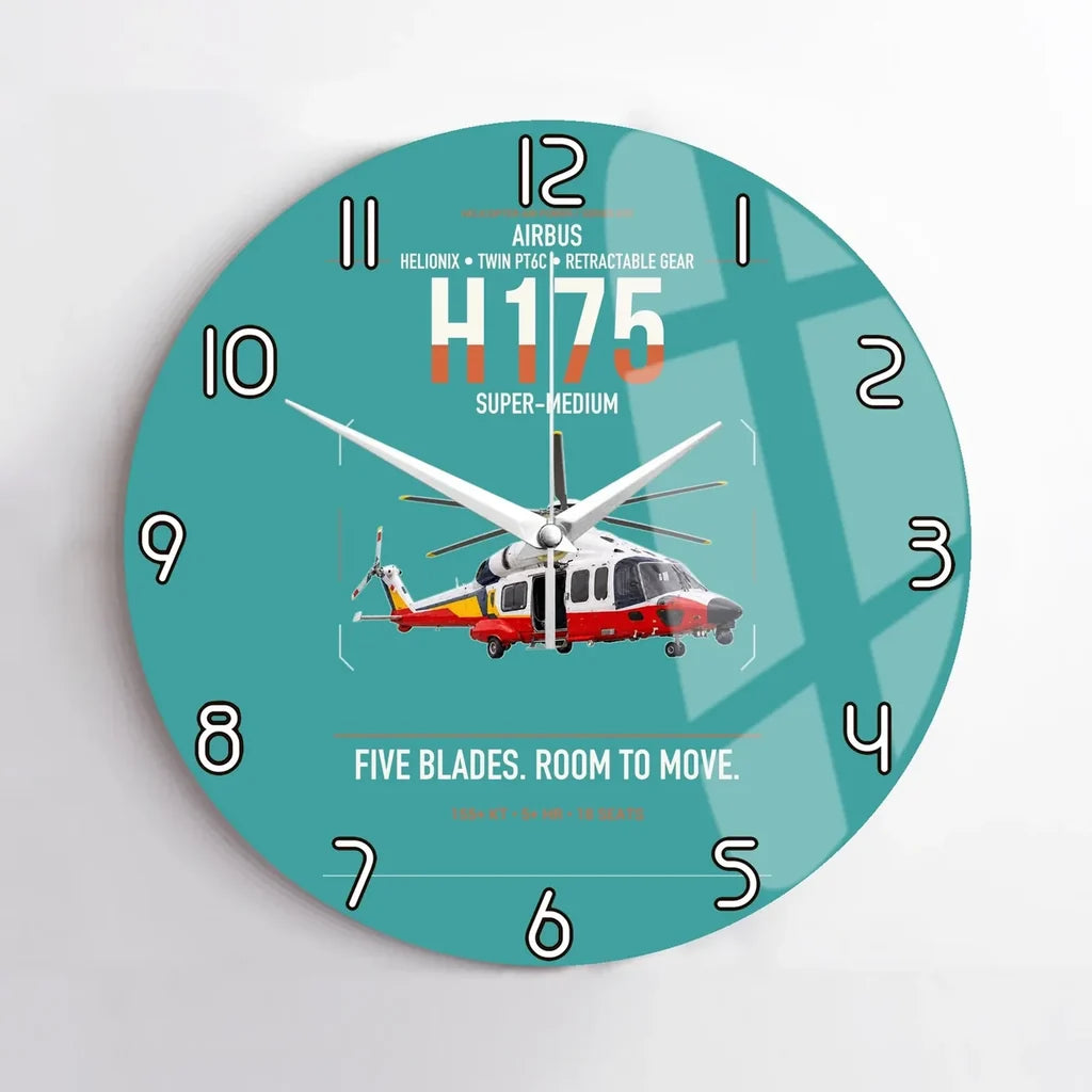 Airbus H175 design on turquoise no frame wall clock