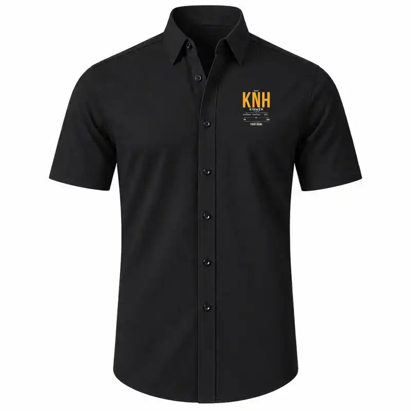 Kinmen Airport (KNH) Shirts - Short Sleeve Shirt - Tag Custom - Black + NAME
