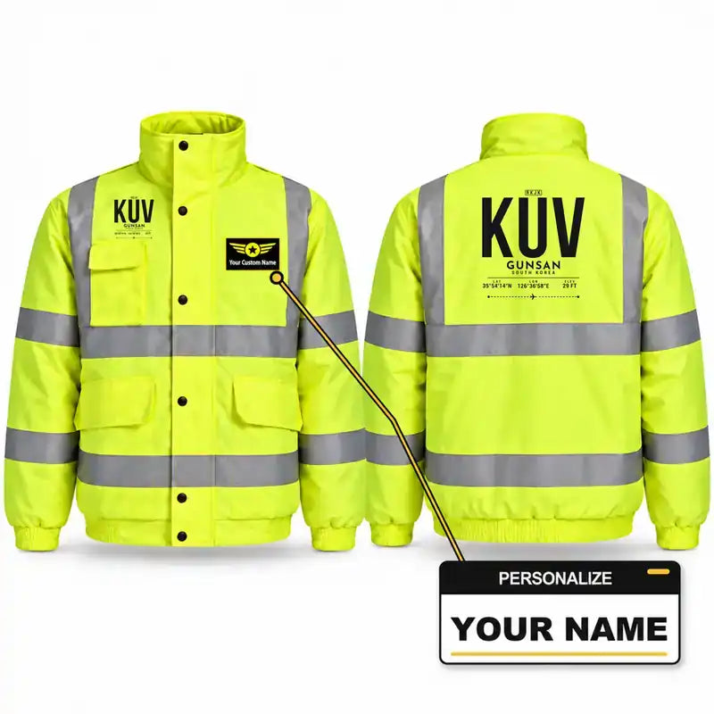 KUV - Tag - Reflective Winter Jacket - Fluorescent Yellow + Name