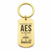 Thumbnail for Ålesund Airport AES - Key Chain - Boarding Pass Style - Gold