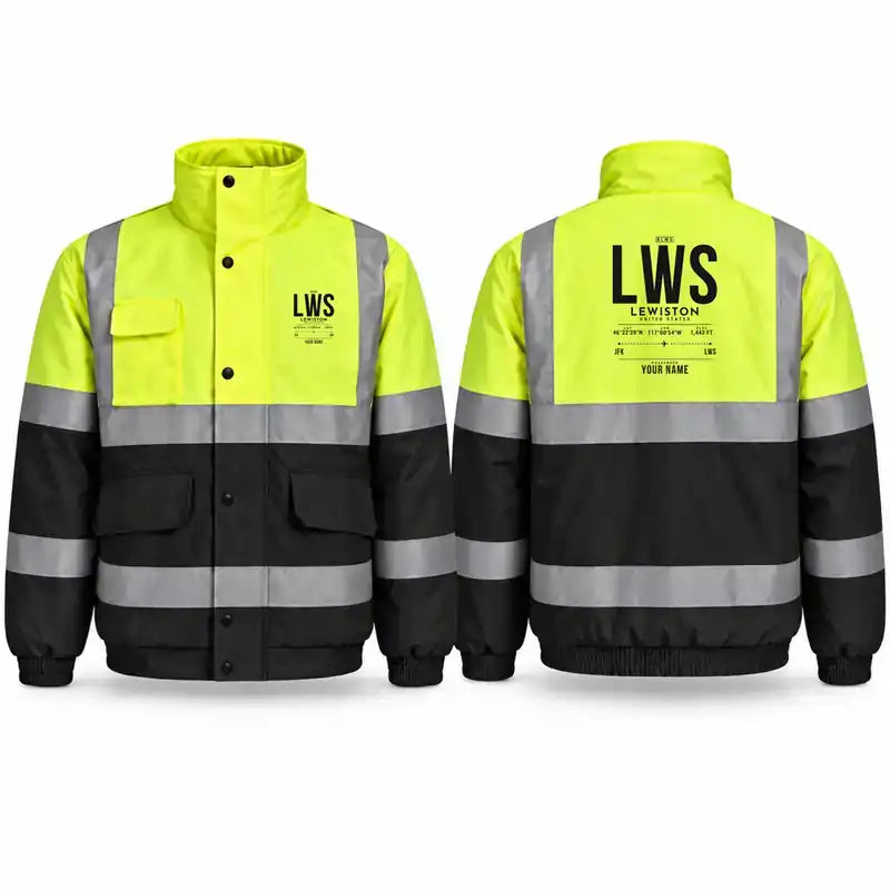 LWS - Tag Custom - Reflective Winter Jacket - Fluorescent Yellow & Navy
