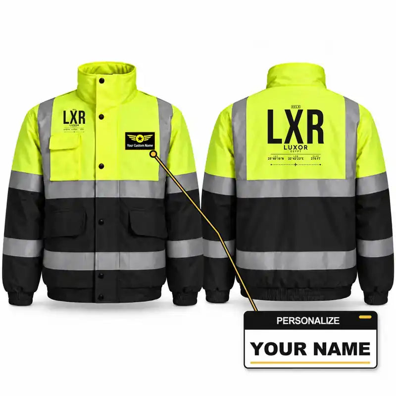 LXR - Tag - Reflective Winter Jacket - Fluorescent Yellow & Navy + Name