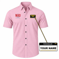 Thumbnail for Adolfo Suarez Madrid-Barajas Airport (MAD) Shirts - Short Sleeve Shirt - Tag - Pink + NAME