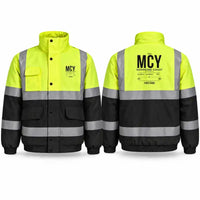 Thumbnail for MCY - Tag Custom - Reflective Winter Jacket - Fluorescent Yellow & Navy