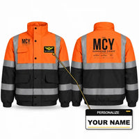 Thumbnail for MCY - Tag - Reflective Winter Jacket - Orange & Navy + Name