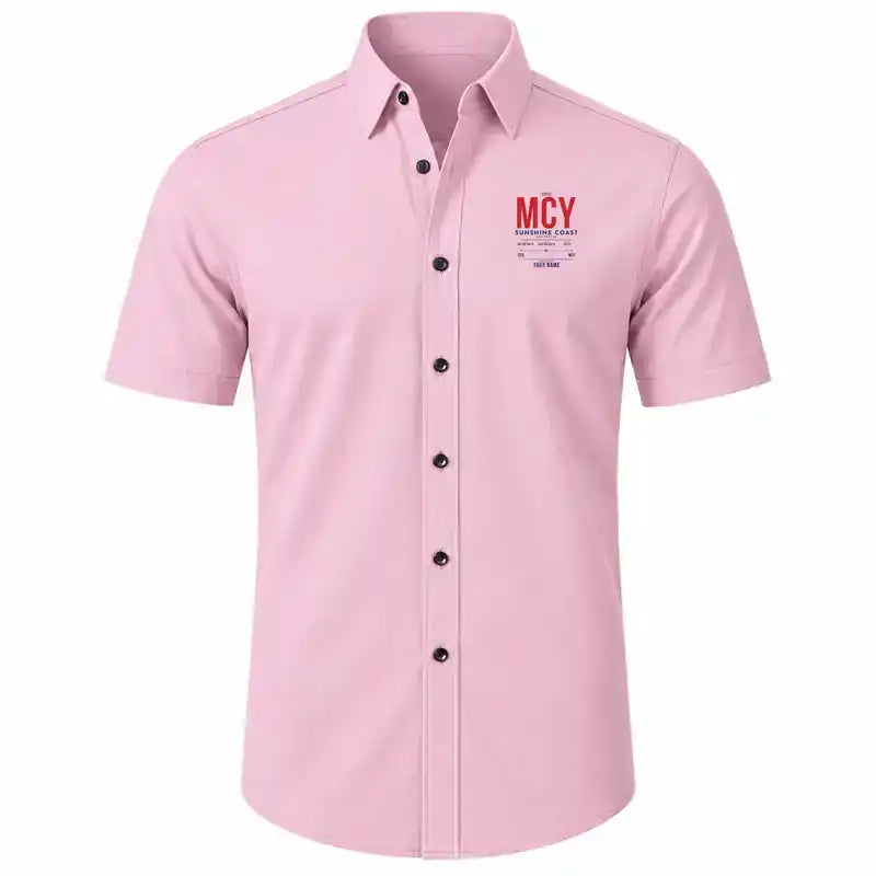 Sunshine Coast Airport (MCY) Shirts - Short Sleeve Shirt - Tag Custom - Pink + NAME