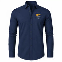 Thumbnail for Louis Armstrong New Orleans International Airport (MSY) Shirts - Long Sleeve Shirt - Tag Custom - Dark Blue + NAME