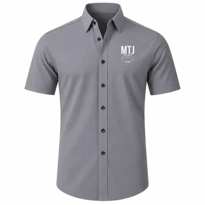 Montrose Regional Airport (MTJ) Shirts - Short Sleeve Shirt - Tag Custom - Gray + NAME