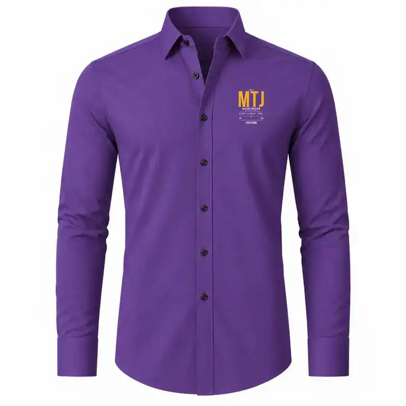 Montrose Regional Airport (MTJ) Shirts - Long Sleeve Shirt - Tag Custom - Purple + NAME