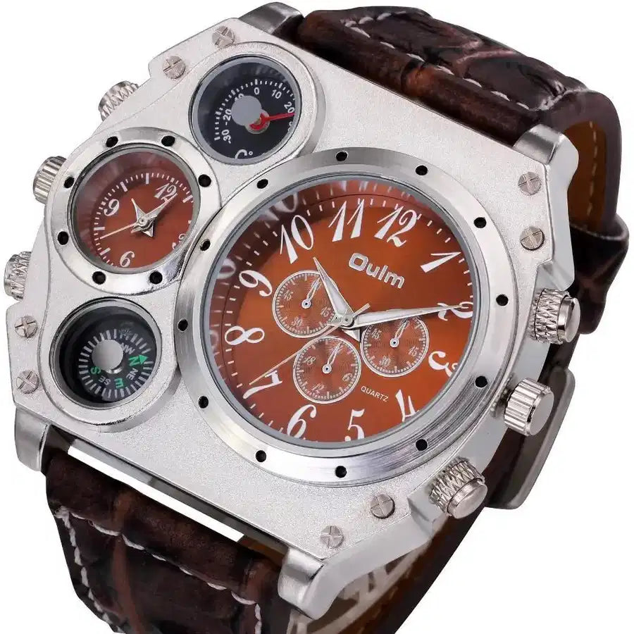Pilot Multi-Functional Luxury Chronograph aviation-themed watch, polished stainless steel.