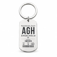 Thumbnail for Ängelholm-Helsingborg Airport AGH - Key Chain - Boarding Pass Style - Silver