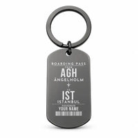 Thumbnail for Ängelholm-Helsingborg Airport AGH - Key Chain - Customizable Boarding Pass - Black