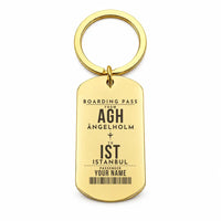 Thumbnail for Ängelholm-Helsingborg Airport AGH - Key Chain - Customizable Boarding Pass - Gold