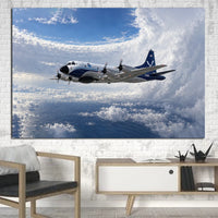 Thumbnail for NOAA WP-3D Orion weather-research flight beside a towering hurricane eyewall in controlled daylight canvas - 1 Piece