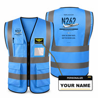 Thumbnail for Nord 262A aviation design on blue high-visibility reflective vest with custom name badge