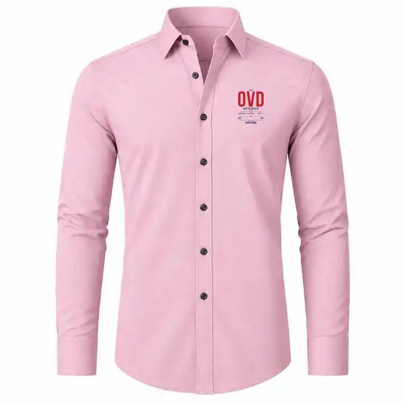 Asturias Airport (OVD) Shirts - Long Sleeve Shirt - Tag Custom - Pink + NAME