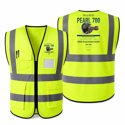 PEARL 700 aviation design on fluorescent green high-visibility reflective vest