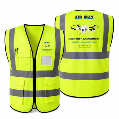 Percepto Air Max aviation design on fluorescent green high-visibility reflective vest