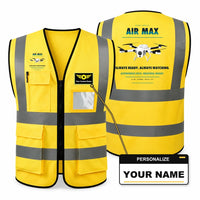 Thumbnail for Percepto Air Max aviation design on yellow high-visibility reflective vest with custom name badge