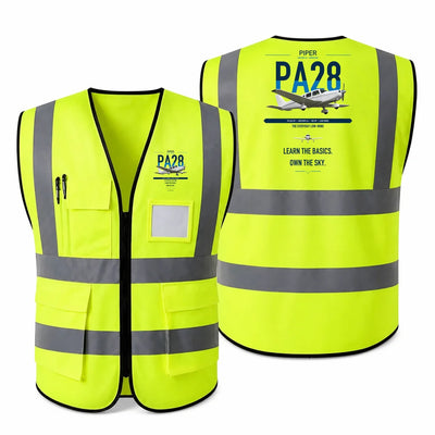 Piper PA-28-181 Archer LX aviation design on fluorescent green high-visibility reflective vest