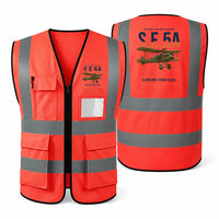 Thumbnail for Royal Aircraft Factory S.E.5a aviation design on red high-visibility reflective vest