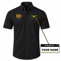 Thumbnail for King Khalid International Airport (RUH) Shirts - Short Sleeve Shirt - Tag - Black + NAME