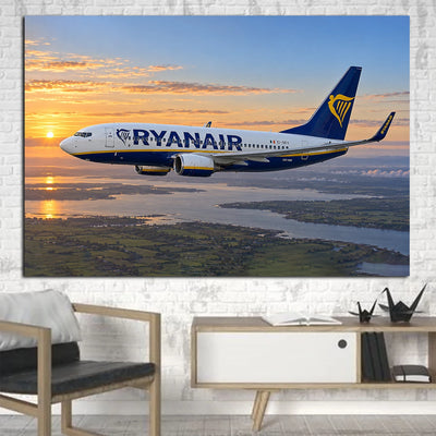 Ryanair Boeing 737-700 clean short-body training flight above Shannon at dawn canvas - 1 Piece