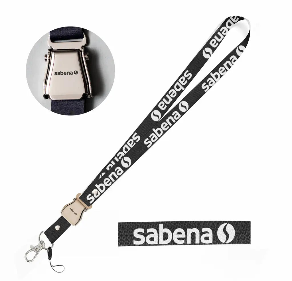 sabena seat belt lanyard - black
