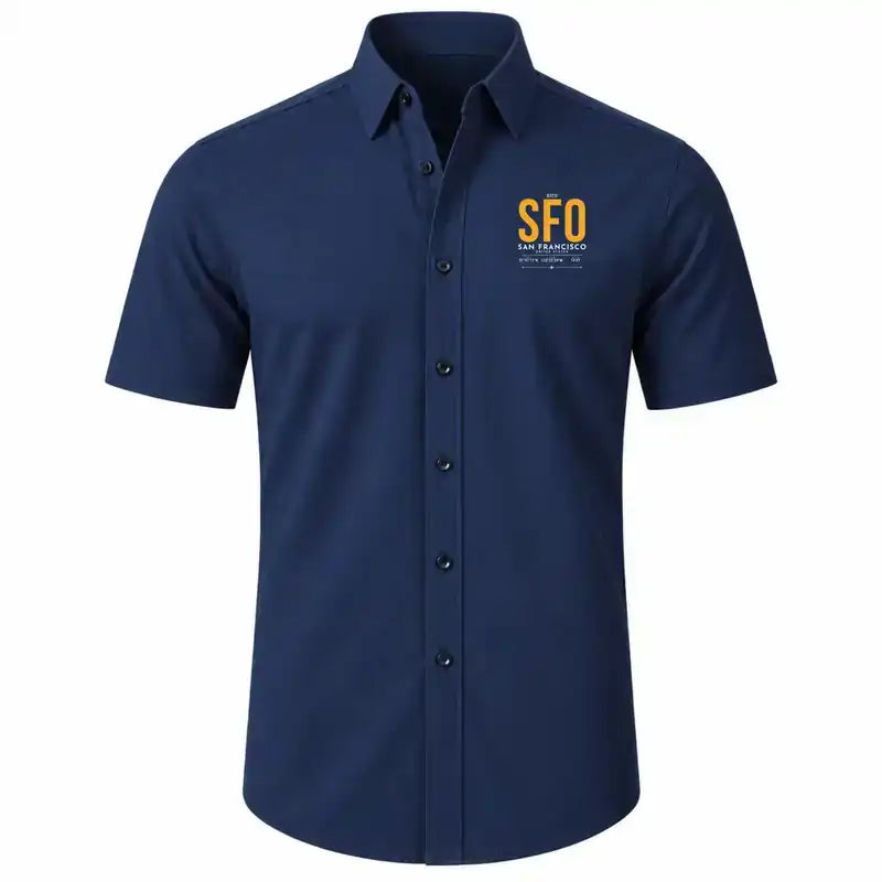 San Francisco International Airport (SFO) Shirts - Short Sleeve Shirt - Tag - Dark Blue