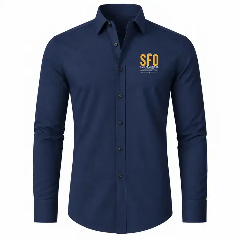 San Francisco International Airport (SFO) Shirts - Long Sleeve Shirt - Tag - Dark Blue
