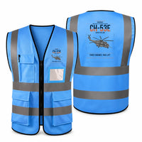 Thumbnail for Sikorsky CH-53E Super Stallion aviation design on blue high-visibility reflective vest