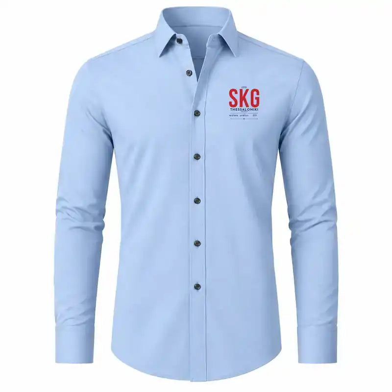 Thessaloniki Airport “Makedonia” (SKG) Shirts - Long Sleeve Shirt - Tag - Light Blue