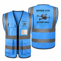 Thumbnail for Skydio X10 aviation design on blue high-visibility reflective vest