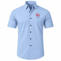 Thumbnail for Salalah Airport (SLL) Shirts - Short Sleeve Shirt - Tag Custom - Light Blue + NAME