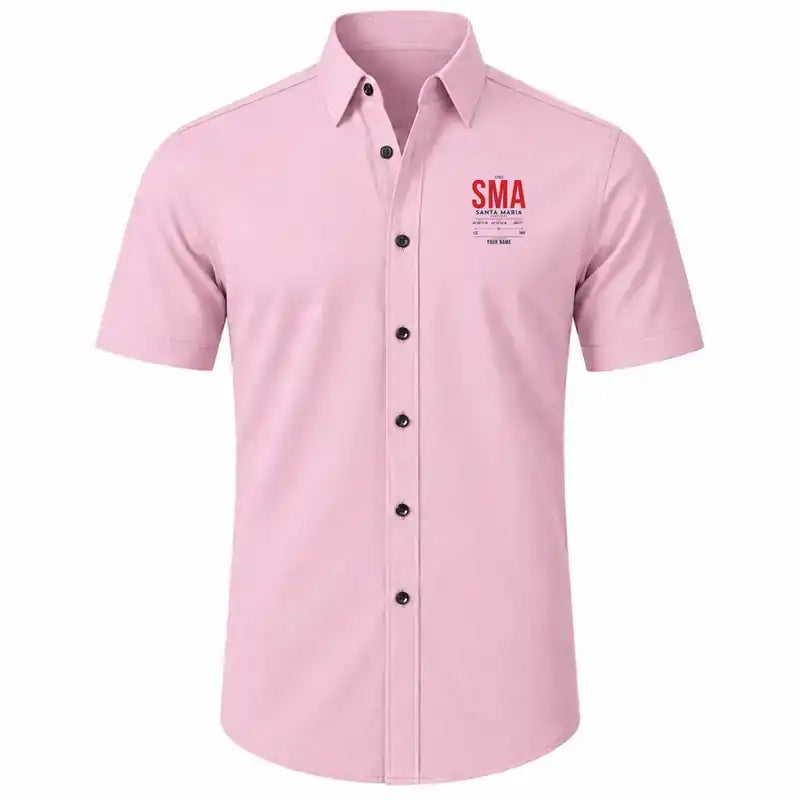Santa Maria Airport (SMA) Shirts - Short Sleeve Shirt - Tag Custom - Pink + NAME
