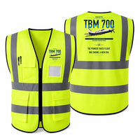 Thumbnail for Socata TBM 700 aviation design on fluorescent green high-visibility reflective vest