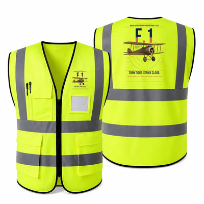 Sopwith Camel F.1 aviation design on fluorescent green high-visibility reflective vest