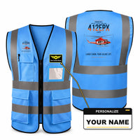 Thumbnail for SUBARU Bell 412EPX aviation design on blue high-visibility reflective vest with custom name badge