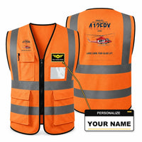 Thumbnail for SUBARU Bell 412EPX aviation design on orange high-visibility reflective vest with custom name badge