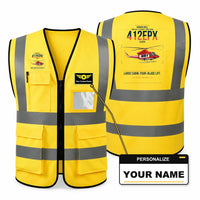 Thumbnail for SUBARU Bell 412EPX aviation design on yellow high-visibility reflective vest with custom name badge