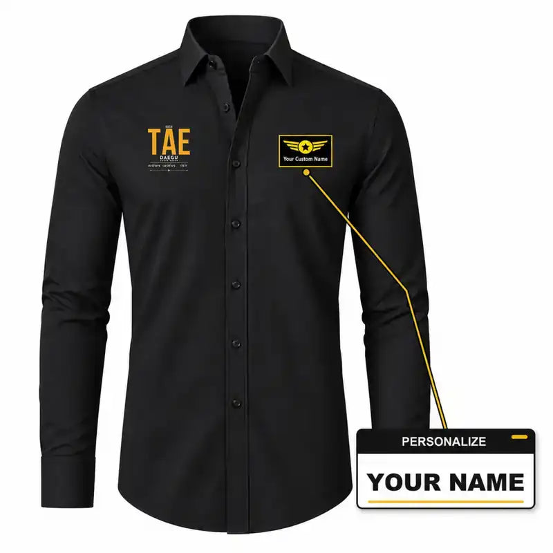 Daegu International Airport (TAE) Shirts - Long Sleeve Shirt - Tag - Black + NAME