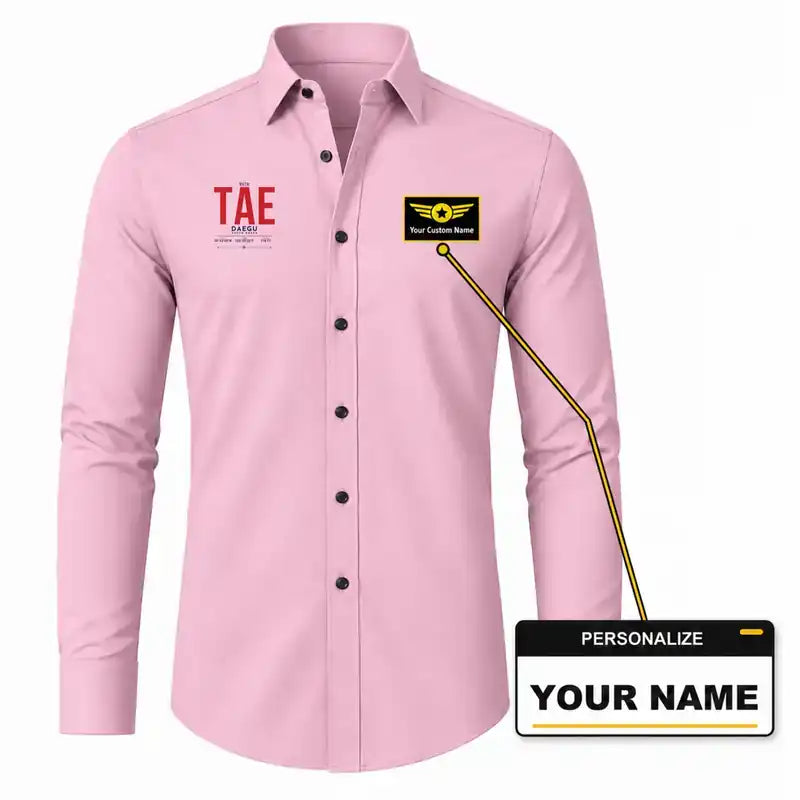 Daegu International Airport (TAE) Shirts - Long Sleeve Shirt - Tag - Pink + NAME