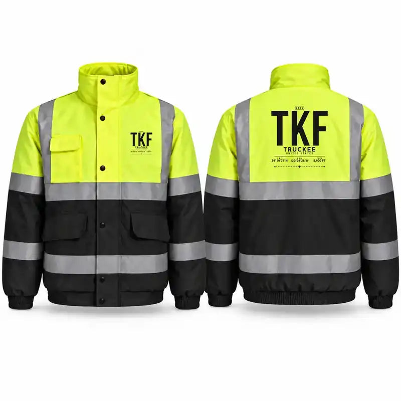 Truckee Tahoe Airport (TKF) Reflective Winter Jackets - Tag - Fluorescent Yellow & Navy