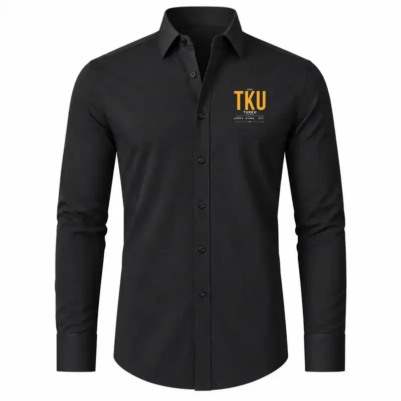 Turku Airport (TKU) Shirts - Long Sleeve Shirt - Tag - Black