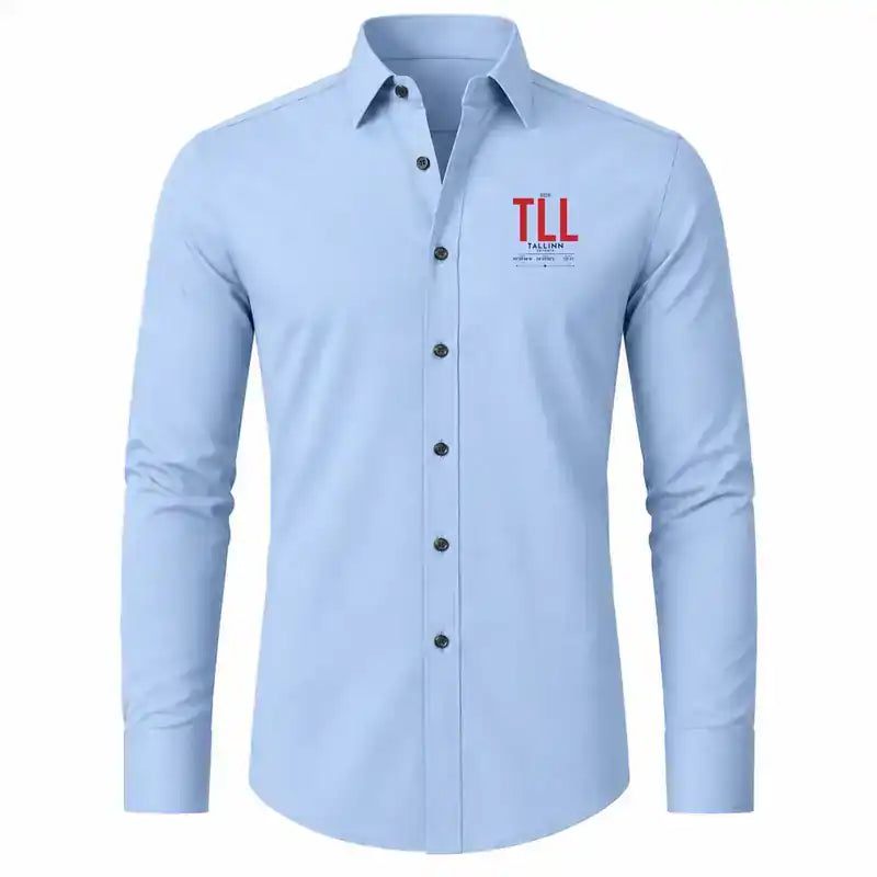 Lennart Meri Tallinn Airport (TLL) Shirts - Long Sleeve Shirt - Tag - Light Blue