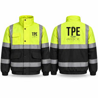 Thumbnail for Taipei Taiwan Taoyuan International Airport (TPE) Reflective Winter Jackets - Tag - Fluorescent Yellow & Navy